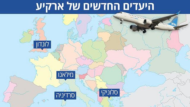 ארקיע 2017 תטוס ללונדון סרדיניה מילאנו וסלוניקי